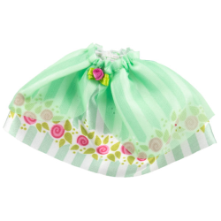 Belville, Clothes Skirt Long, Satin with Light Green Stripes and Roses Pattern and Sheer Medium Green Layer