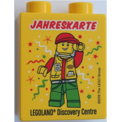 Duplo, Brick 1 x 2 x 2 with Jahreskarte LEGOLAND Discovery Centre Hiker Pattern Duplo, Brick 1 x 2 x 2 with Jahreskarte LEGOLAND Discovery Centre Hiker Pattern