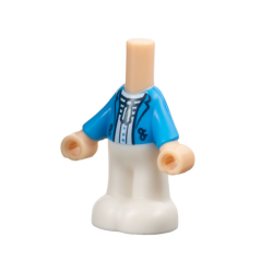Micro Doll, Body with Molded Dark Azure Top and White Pants and Printed Jacket Open with Lapels and Buttons over White Shirt with Light Aqua Trim Pattern Micro Doll, Body with Molded Dark Azure Top and White Pants and Printed Jacket Open with Lapels and Buttons over White Shirt with Light Aqua Trim Pattern