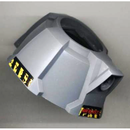 Деталь LEGO 87941pb01 Air Blast Launcher Base (Racers) with Black and Yellow Danger Stripes on Both Sides and Red 'AIR BLAST!' Pattern (Stickers) - Set 7968