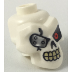 Minifigure, Head, Modified Skull with Red Left Eye and Silver Eye Patch Pattern