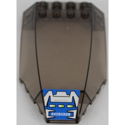 Деталь LEGO 45705pb021 Windscreen 10 x 6 x 2 Curved with 'EXO5XR28' Pattern (Sticker) - Set 8118