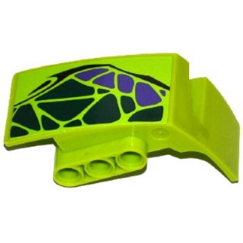 Деталь LEGO 61071pb004 Technic, Panel Car Mudguard Left with Dark Green and Dark Purple Scales Pattern (Sticker) - Set 9445
