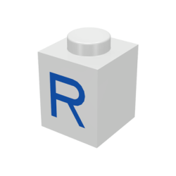 Brick 1 x 1 with Blue Capital Letter R Pattern Brick 1 x 1 with Blue Capital Letter R Pattern