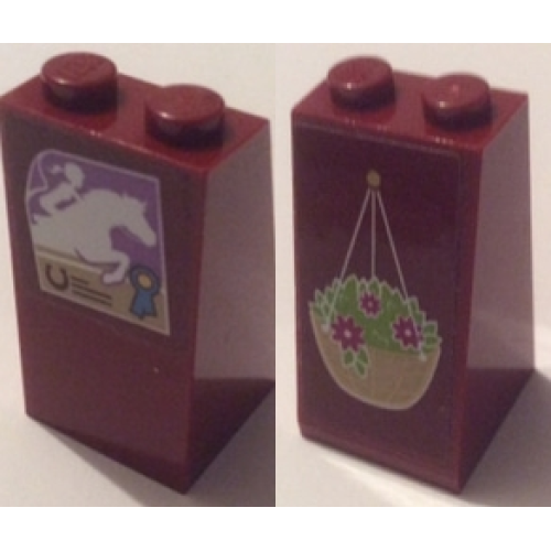 Деталь LEGO 3684cpb027 Slope 75 2 x 2 x 3 - Solid Studs with Hanging Basket on Front and Poster of Horse and Rider on Back Pattern (Stickers) - Set 41126