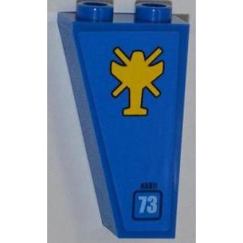 Деталь LEGO 2449pb004R Slope, Inverted 75 2 x 1 x 3 with Helicopter Outline, 'NABII' and Light Blue '73' Pattern Model Right Side (Sticker) - Set 7067