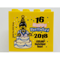 Brick 2 x 4 x 3 with 16 Happy Birthday 2018 Legoland Deutschland Resort Pattern Brick 2 x 4 x 3 with 16 Happy Birthday 2018 Legoland Deutschland Resort Pattern