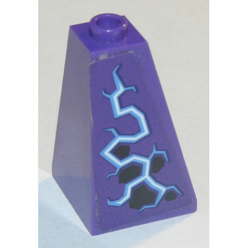 Деталь LEGO 3685pb02L Slope 75 2 x 2 x 3 Double Convex with Dark Purple Spots and Medium Blue and White Electricity Pattern Model Left Side (Sticker) - Set 70353