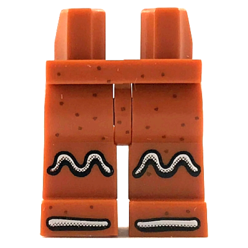Деталь LEGO 970c00pb0265b Hips and Legs with White Lines Icing and Reddish Brown Dots Pattern