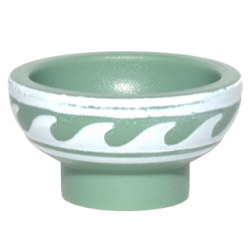 Minifigure, Utensil Bowl with White Rim and Waves Pattern