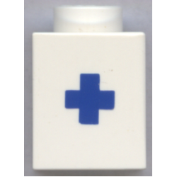 Brick 1 x 1 with Blue Plus Sign (+) Pattern (Bold Font)