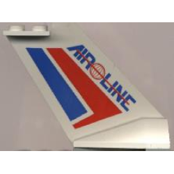 Tail Wedge with Blue 'AIR LINE' with Red Wire Frame Globe Logo and Stripes Pattern Tail Wedge with Blue 'AIR LINE' with Red Wire Frame Globe Logo and Stripes Pattern