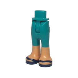 Mini Doll Hips and Trousers with Back Pockets with Molded Nougat Lower Legs / Boots and Printed Dark Blue Sandals Pattern - Thin Hinge