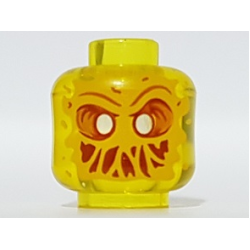 Minifigure, Head Alien Ghost with White Eyes, Bright Light Orange Face, Open Mouth Smile with Slime Pattern