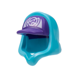 Minifigure, Headgear Hood Hoodie with Molded Dark Purple Cap and Printed White Panel with Stylized Wu Pattern Minifigure, Headgear Hood Hoodie with Molded Dark Purple Cap and Printed White Panel with Stylized Wu Pattern