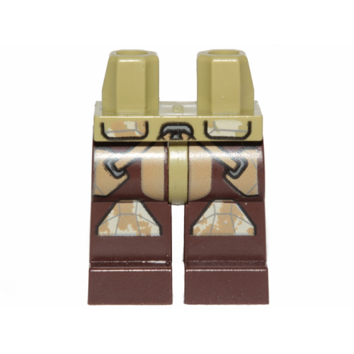 Деталь LEGO 970c120pb11 Hips and Dark Brown Legs with SW Clone Trooper Camouflage Knee Pads, Dark Tan Stripes and Two Holsters Pattern