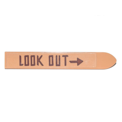 Minifigure, Utensil Ski 6L with Reddish Brown 'LOOK OUT' and Arrow Pattern (Sticker) - Set 70840