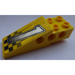 Stickered Assembly 6 x 2 x 1 2/3 with Silver Number 1 on Fading Checkered Pattern (Sticker) - Set 8445 - 2 Technic Slope 6 x 1 x 1 2/3 Stickered Assembly 6 x 2 x 1 2/3 with Silver Number 1 on Fading Checkered Pattern (Sticker) - Set 8445 - 2 Technic Slope 6 x 1 x 1 2/3