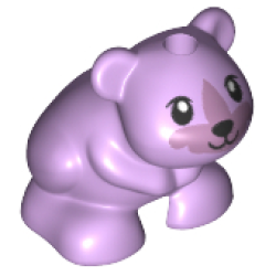 Hamster / Mouse, Friends Style with Black Eyes, Nose and Mouth and Metallic Pink Muzzle Pattern - Lavender