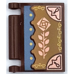 Minifigure, Utensil Book Cover with Copper Flower and Corners on Dark Tan Background with Medium Blue Scalloped Edge Pattern Minifigure, Utensil Book Cover with Copper Flower and Corners on Dark Tan Background with Medium Blue Scalloped Edge Pattern