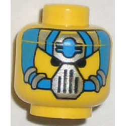 Minifigure, Head Alien with Blue and Silver Mask Type 1 Pattern