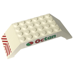 Stickered Assembly 10 x 4 x 2 with Red and White Danger Stripes and Octan Logo Pattern on Both Sides (Stickers) - Set 6582 - 2 Slope 45 10 x 2 x 2 Double