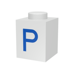 Brick 1 x 1 with Blue Capital Letter P Pattern Brick 1 x 1 with Blue Capital Letter P Pattern