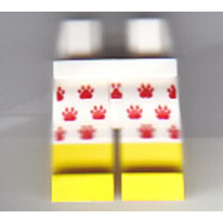 Hips and Legs with Red Paw Prints on White Shorts and Yellow Lower Legs Pattern Hips and Legs with Red Paw Prints on White Shorts and Yellow Lower Legs Pattern