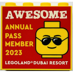 Brick 2 x 4 x 3 with LEGOLAND Dubai Resort 2023 Awsome Annual Pass Member Pattern
