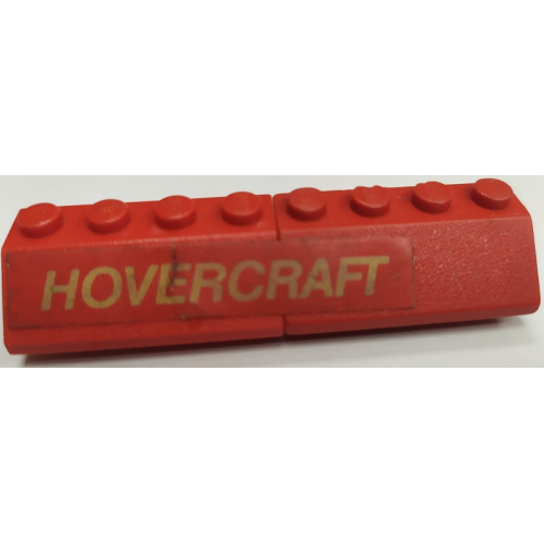 Деталь LEGO BA280pb01 Stickered Assembly 8 x 2 x 1 with 'HOVERCRAFT' on Red Background Pattern Model Left Side (Sticker) - Set 663 - 2 Slope 45 2 x 4