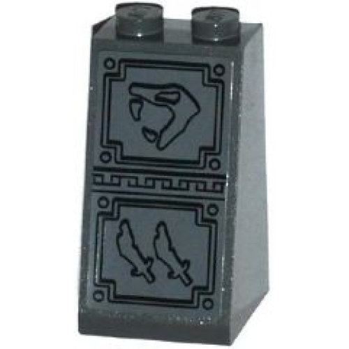 Деталь LEGO 3684cpb013 Slope 75 2 x 2 x 3 - Solid Studs with Snake Head Looking Left and 2 Scimitar Swords Bas-Relief Sculpture Pattern (Sticker) - Set 70750