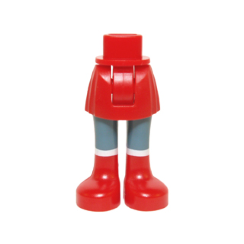 Деталь LEGO 92252c00pb008 Mini Doll Hips and Skirt, Sand Blue Legs and Red Boots Pattern - Thick Hinge