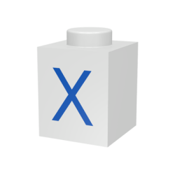 Brick 1 x 1 with Blue Capital Letter X Pattern