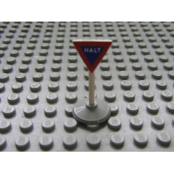 Road Sign with Post, Triangle Inverted with Halt Pattern, Type 1 Base Road Sign with Post, Triangle Inverted with Halt Pattern, Type 1 Base