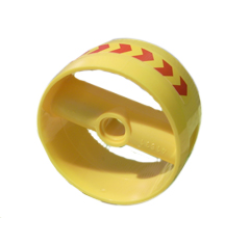 Cylinder 4 x 4 x 1 2/3 with Pin Holes and Center Bar with Red Chevrons Right Pattern (Sticker) - Set 7776 Cylinder 4 x 4 x 1 2/3 with Pin Holes and Center Bar with Red Chevrons Right Pattern (Sticker) - Set 7776