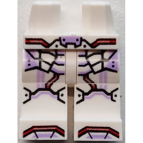 Деталь LEGO 970c00pb1736 Hips and Legs with Armor Panels and Boot Tips with Lavender Highlights, Red and Coral Trim Pattern