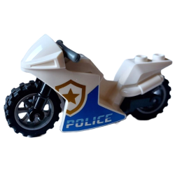 Motorcycle Sport Bike with Black Frame, Flat Silver Wheels and Dark Bluish Gray Handlebars with 'POLICE' Pattern on Both Sides Motorcycle Sport Bike with Black Frame, Flat Silver Wheels and Dark Bluish Gray Handlebars with 'POLICE' Pattern on Both Sides