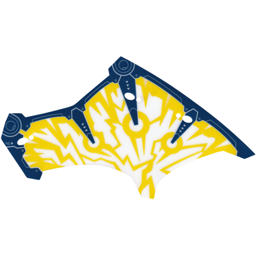 Деталь LEGO 71843pls01b Plastic Part for Set 71843 - Dragon Wing Right, Dark Blue Mechanical Bones, Yellow Circles and Lightning Pattern