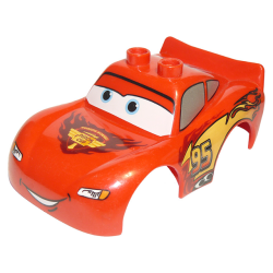 Duplo Car Body 2 Top Studs and Spoiler with Cars Lightning McQueen Piston Cup Pattern