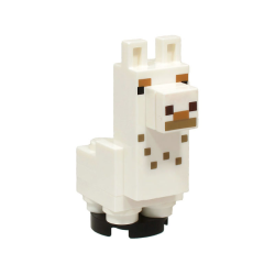 Minecraft Alpaca / Llama, Baby, White with Dark Tan Spots, Studs on Back - Brick Built