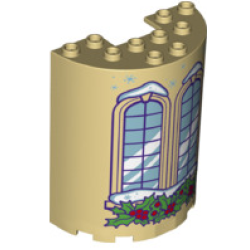 Cylinder Half 3 x 6 x 6 with 1 x 2 Cutout with Curved Lattice Windows and Holly Leaves Pattern Cylinder Half 3 x 6 x 6 with 1 x 2 Cutout with Curved Lattice Windows and Holly Leaves Pattern
