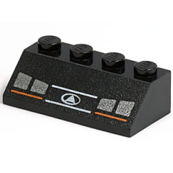 Slope 45 2 x 4 with Silver Headlights, Orange Lines, White Triangle in Oval Logo Pattern