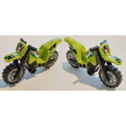 Motorcycle Dirt Bike with Black Chassis (Long Fairing Mounts) and Light Bluish Gray Wheels with Team Extreme Logo, '21' and Exhaust Pattern (Stickers) - Set 8896 Motorcycle Dirt Bike with Black Chassis (Long Fairing Mounts) and Light Bluish Gray Wheels with Team Extreme Logo, '21' and Exhaust Pattern (Stickers) - Set 8896