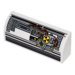 Slope, Curved 1 x 4 x 1 1/3 with Control Panels, Red and Yellow Wires and Hazard Symbol Pattern (Sticker) - Set 75828