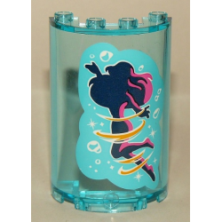 Cylinder Half 2 x 4 x 5 with 1 x 2 Cutout with Girl Silhouette and Bubbles on Medium Azure Background Pattern (Sticker) - Set 41145 Cylinder Half 2 x 4 x 5 with 1 x 2 Cutout with Girl Silhouette and Bubbles on Medium Azure Background Pattern (Sticker) - Set 41145