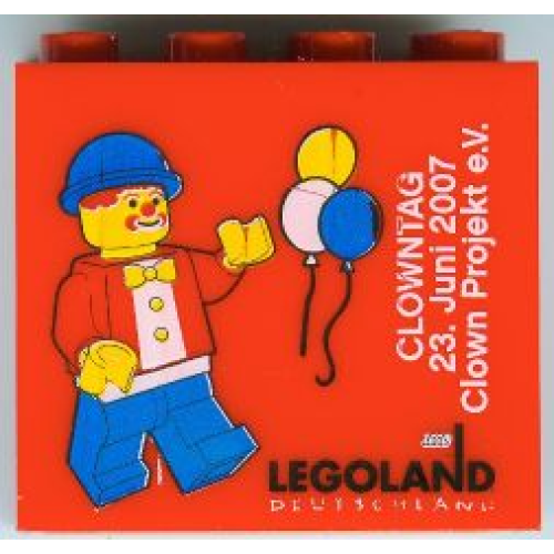 Деталь LEGO 30144pb044 Brick 2 x 4 x 3 with Legoland Deutschland Clowntag 2007 Pattern