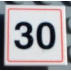 Road Sign 2 x 2 Square with Clip with Black '30' Pattern
