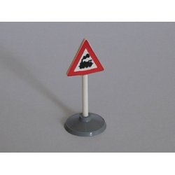 Road Sign with Post, Triangle with Train Engine Pattern, Type 1 Base