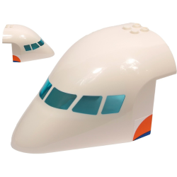 Aircraft Fuselage Forward Top Curved 8 x 12 x 6 with 6 Window Panes with Molded Trans-Light Blue Glass and Orange and Blue Stripes Pattern on Both Sides (Stickers) - Set 60262 Aircraft Fuselage Forward Top Curved 8 x 12 x 6 with 6 Window Panes with Molded Trans-Light Blue Glass and Orange and Blue Stripes Pattern on Both Sides (Stickers) - Set 60262