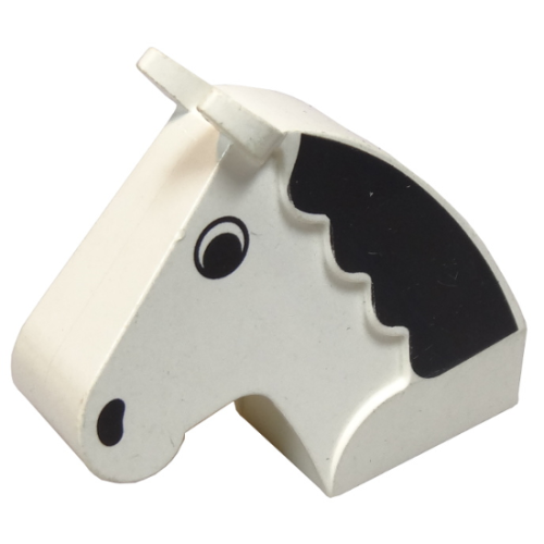 Деталь LEGO 6244px1 Horse Head Brick with Black Eyes, Mane, and Nostrils Pattern